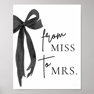 Poster Aquarelle Bow Noir moderne de Mlle à Mme Signe