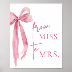 Poster Aquarelle Bow rose pâle de Miss à Mme Sign