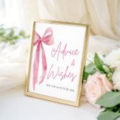 Poster Aquarelle Bow rose pâle - Panneau Conseils et souh