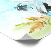 Poster Aquarelle Boy Vache Baby shower fermeBébé douche (Coin)