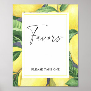 Poster Aquarelle branche citron - faveurs s'il vous plaît