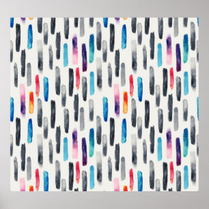 Poster Aquarelle brosse, coloré et transparent