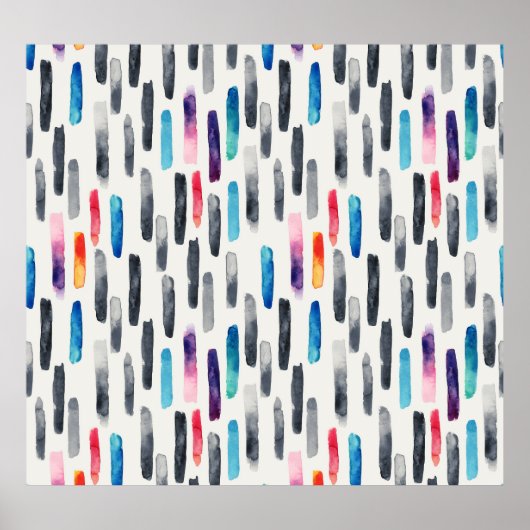 Poster Aquarelle brosse, coloré et transparent (Devant)