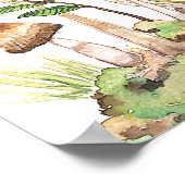 Poster Aquarelle Brown de champignons forestiers (Coin)