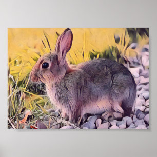 Poster Aquarelle Brown lapin Lapin Art Vintage