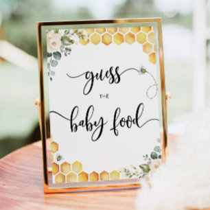 Poster Aquarelle Bumble abeille deviner la nourriture pou