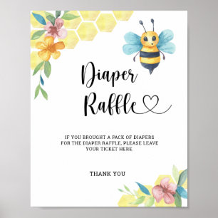 Poster Aquarelle Bumble Bee diaper tombole