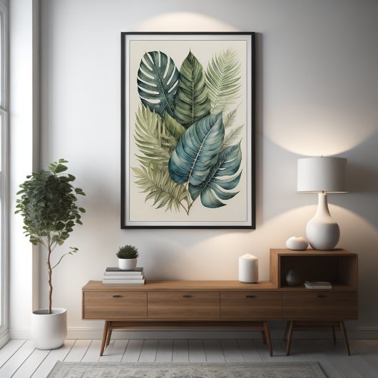 Poster Aquarelle Bund'Feuilles Monstera Tropical Palm