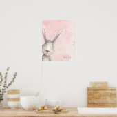 Poster Aquarelle Bunny Rabbit nom personnalisé (Cuisine)