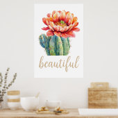 Poster Aquarelle Cactus Blossom Beau désert (Cuisine)