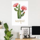 Poster Aquarelle Cactus Blossom Unique Désert (Bureau à domicile)