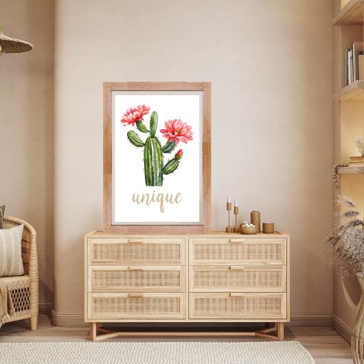 Poster Aquarelle Cactus Blossom Unique Désert