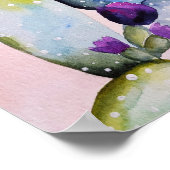 Poster Aquarelle Cactus Floral Succulent (Coin)