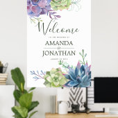 Poster Aquarelle Cactus Succuls Mariage Bienvenue (Bureau à domicile)