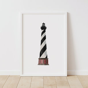 Poster Aquarelle Cape Hatteras Phare Décor Nautique