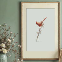 Aquarelle cardinale nordique vibrante sur Branche
