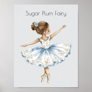 Poster Aquarelle Casse-noisette Ballet Sucre Plum Fée