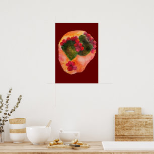 Poster Aquarelle Cerise et poires de poulet vert Cactus