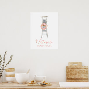 Poster Aquarelle Chaise de garde-vie