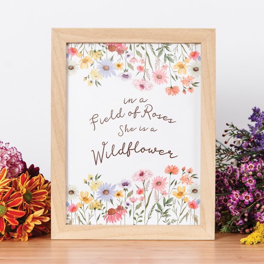 Poster Aquarelle Champ de Rose Elle est Fleur sauvage