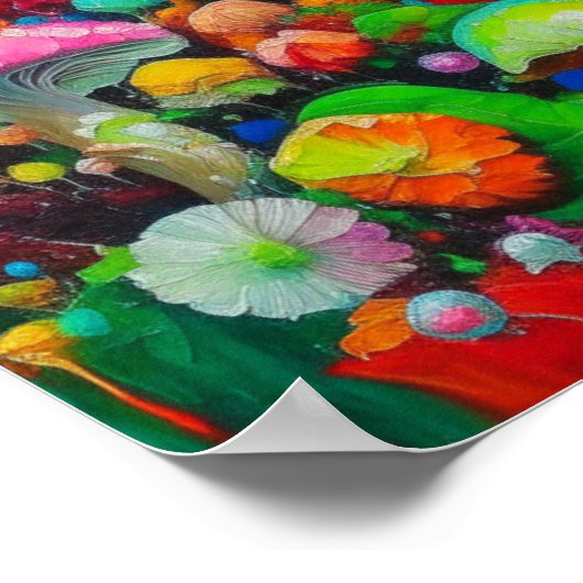 Poster Aquarelle Champignons Abstraits (Coin)