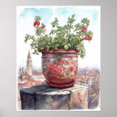 Poster Aquarelle Charming Flower Pot (Devant)
