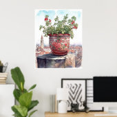 Poster Aquarelle Charming Flower Pot (Bureau à domicile)