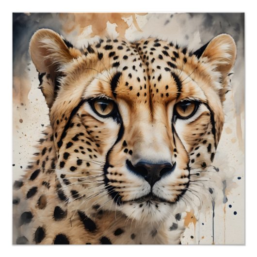 Poster Aquarelle Cheetah no 10 (Devant)