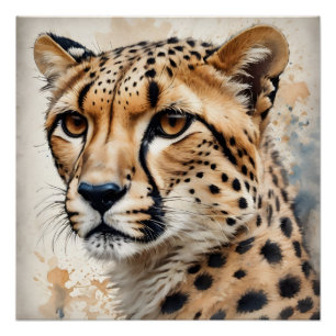 Poster Aquarelle Cheetah no 12