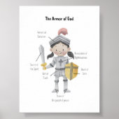 Poster Aquarelle cheveux foncé fille l'armure de Dieu imp (Devant)