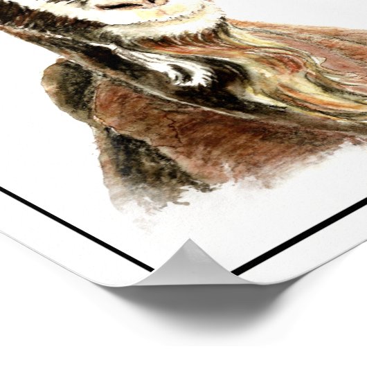 Poster Aquarelle Chèvre d'animal de ferme (Coin)