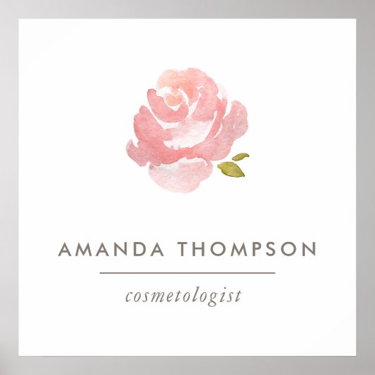 Poster Aquarelle Chic Rose rose rose (Devant)