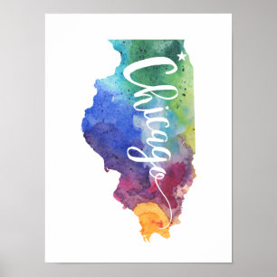 Poster Aquarelle Chicago