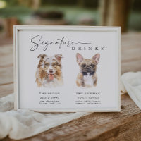 Aquarelle Chien Signature Boissons Panneau de la b