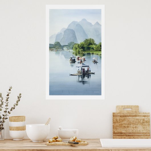 Poster Aquarelle chinoise "Bamboo Rafting to Shangri La" (Cuisine)