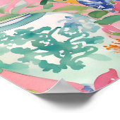 Poster Aquarelle Chinoiserie Ginger Jars & Fleurs (Coin)