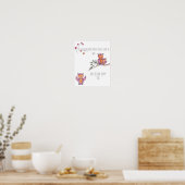 Poster Aquarelle Chouette bébé Nourriture murale Art (Cuisine)