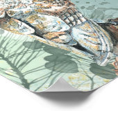 Poster Aquarelle Chouette Oiseau Faune Nature Art (Coin)