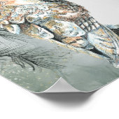 Poster Aquarelle Chouette Oiseau Nature Faune Art (Coin)