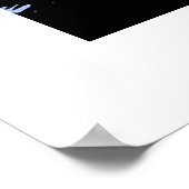 Poster Aquarelle Ciel Bleu Violet et Silhouette d'Arbres (Coin)