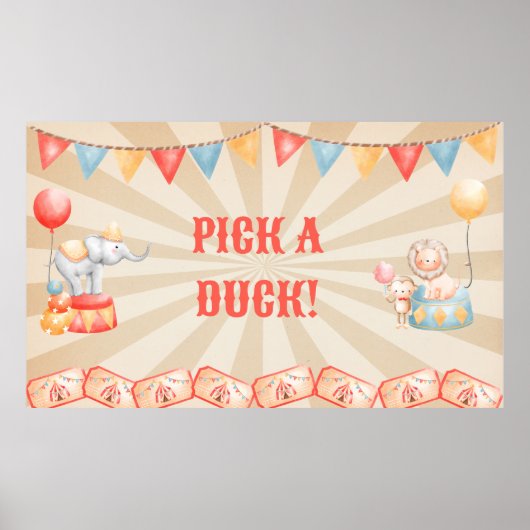 Poster Aquarelle Cirque Animaux Fête d'anniversaire (Devant)