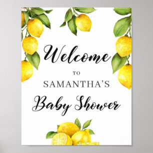 Poster Aquarelle citron citron baby shower signe de bienv