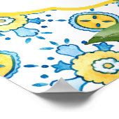 Poster Aquarelle Citron et Carrelage marocain Accueil Mar (Coin)