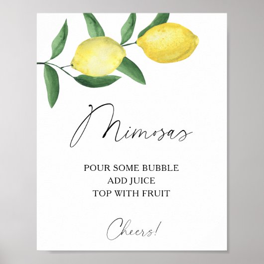 Poster Aquarelle citron - mimosas (Devant)