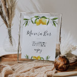 Poster Aquarelle citrons nuptiale douche mimosa signe bar<br><div class="desc">Un joli design avec des citrons aquarelles. Le texte et les couleurs de cette affiche peuvent être modifiés.</div>