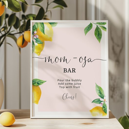 Poster Aquarelle citrons rose maman-osa signe barre