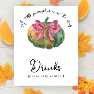 Poster Aquarelle citrouille baby shower Boissons