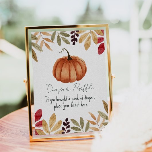 Poster Aquarelle Citrouille Chute Baby shower Déchets Raf