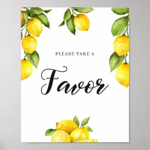 Poster Aquarelle Citrus Citron Baby shower Faveurs Signal