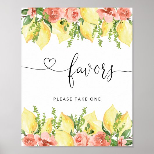 Poster Aquarelle Citrus Citron Baby shower Faveurs Signal (Devant)